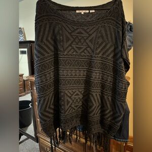 eight eight eight Black Textured Fringe Pullover Sweater